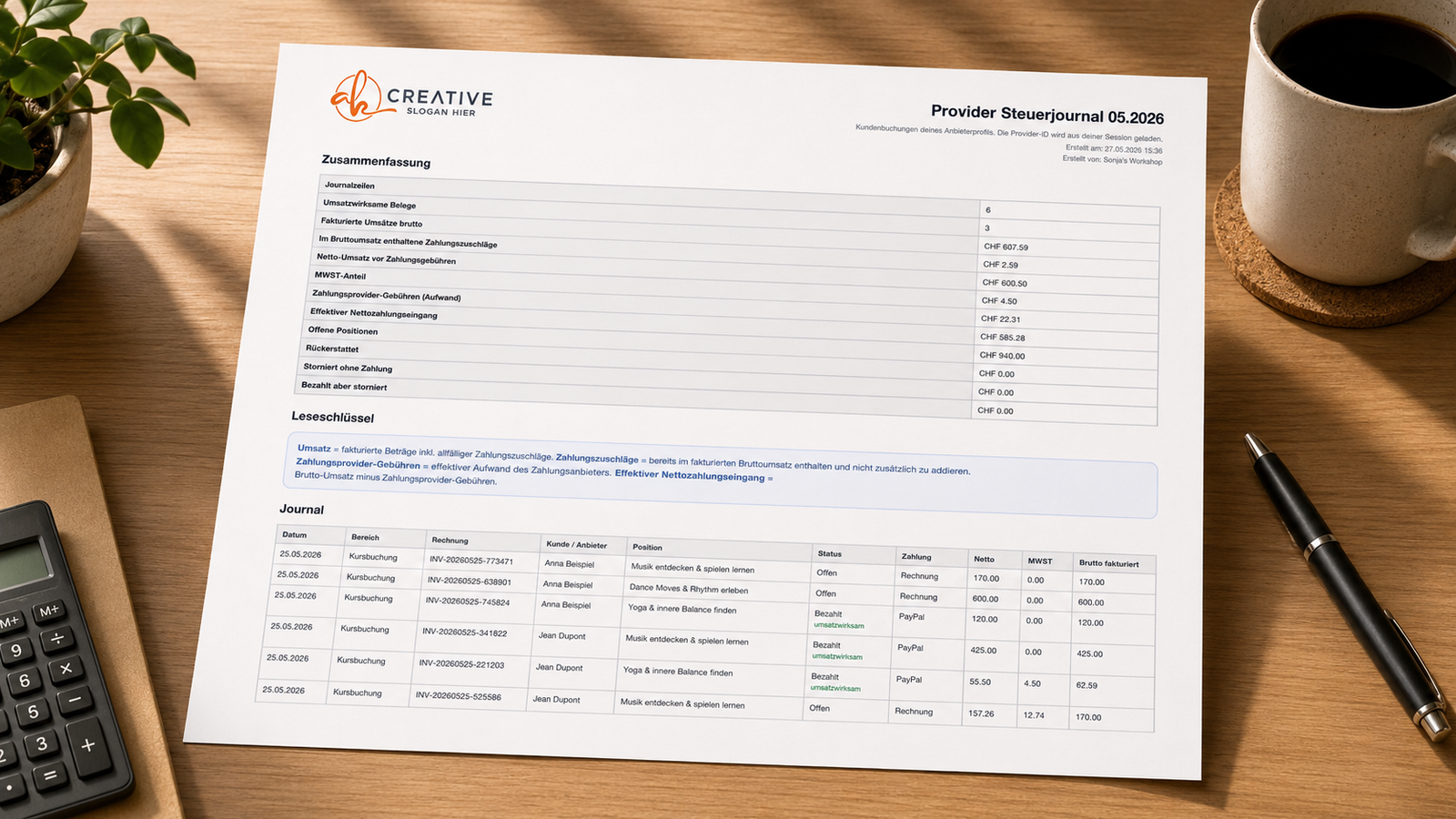 PDF-Export Provider Steuerjournal